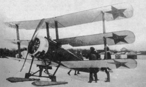 The Sopwith Triplane fitted with skis used by the Russian Empire.