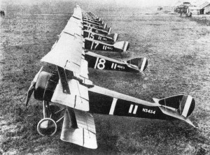 Sopwith Triplanes from No. 1 Naval Squadron, in Bailleul, France (Imperial War Museum).  