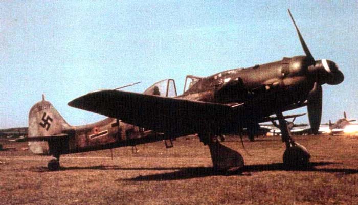 A Focke-Wulf FW 190 D9 on a flying field.