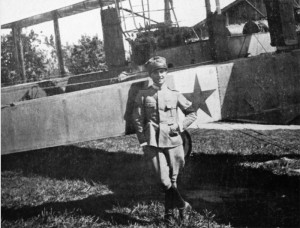 Captain Guido Taramelli with one of the Caproni he used to fly at 1a Squadriglia.