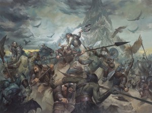 "The Last Stand of Thorin Oakenshield", 30x40 Oil on Masonite, cover art of The Battle of Five Armies.