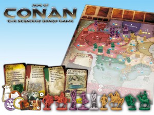 Game components of Age of Conan Strategy Board Game.