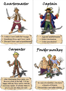 Jolly Roger author's prototype: Quartermaster and Capitain cards, and two special crew cards.