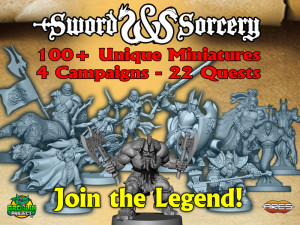 A view of the heroes of Sword & Sorcery project, included in the Immortal Hero pledge level.