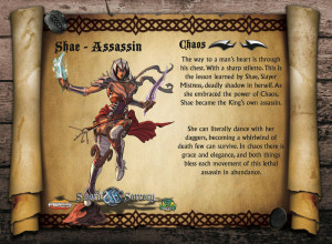 Shae is the quintessential thief - silent, quiet, and deadly with her daggers. The Chaotic Shae, a perfect assassin.